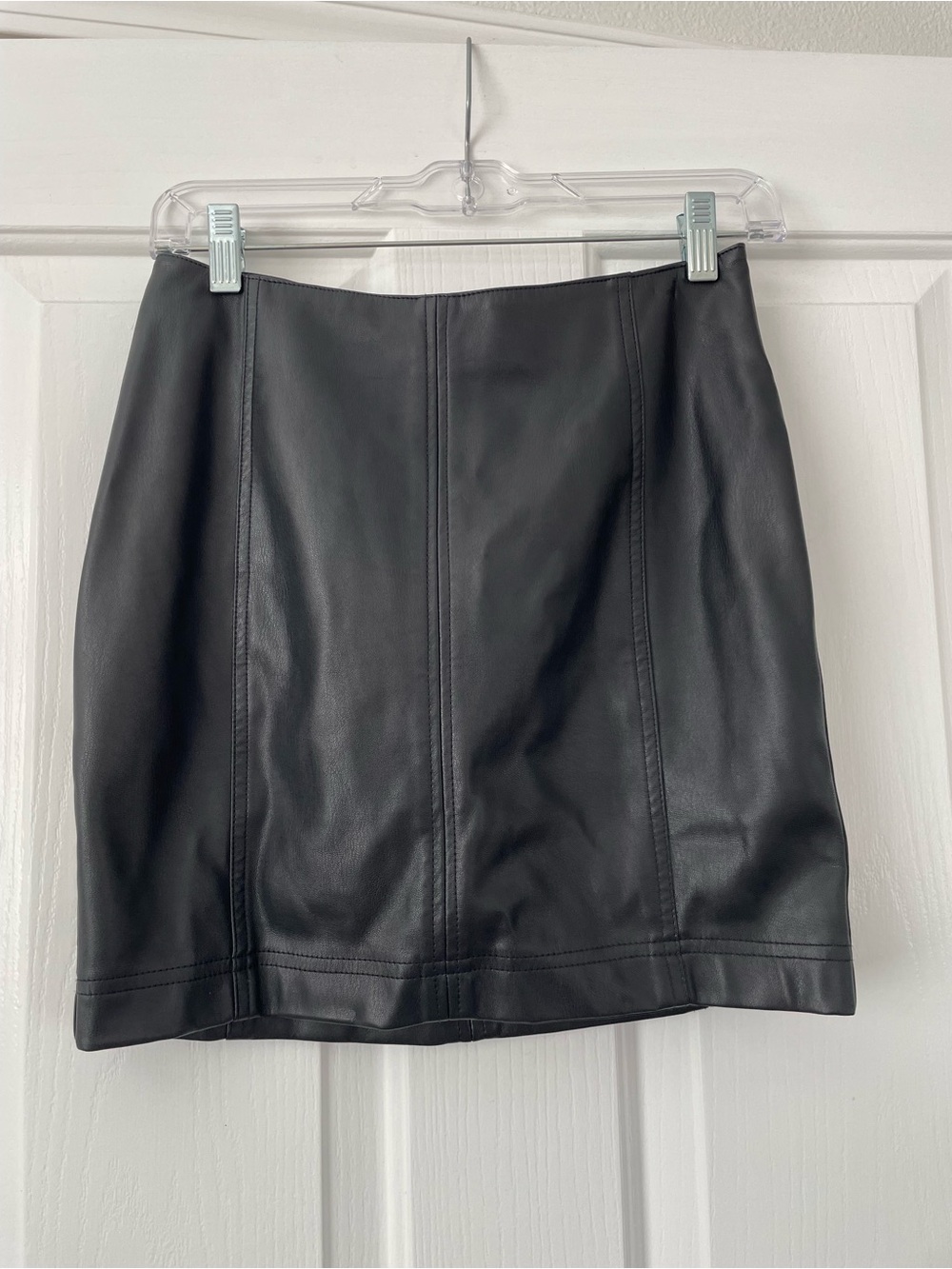 Free People Black Faux Leather Mini Skirt
